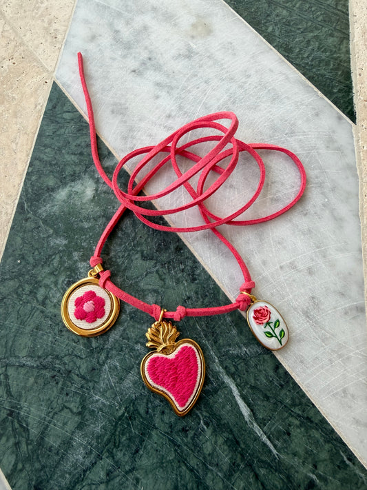 collana chocker ibiza fucsia