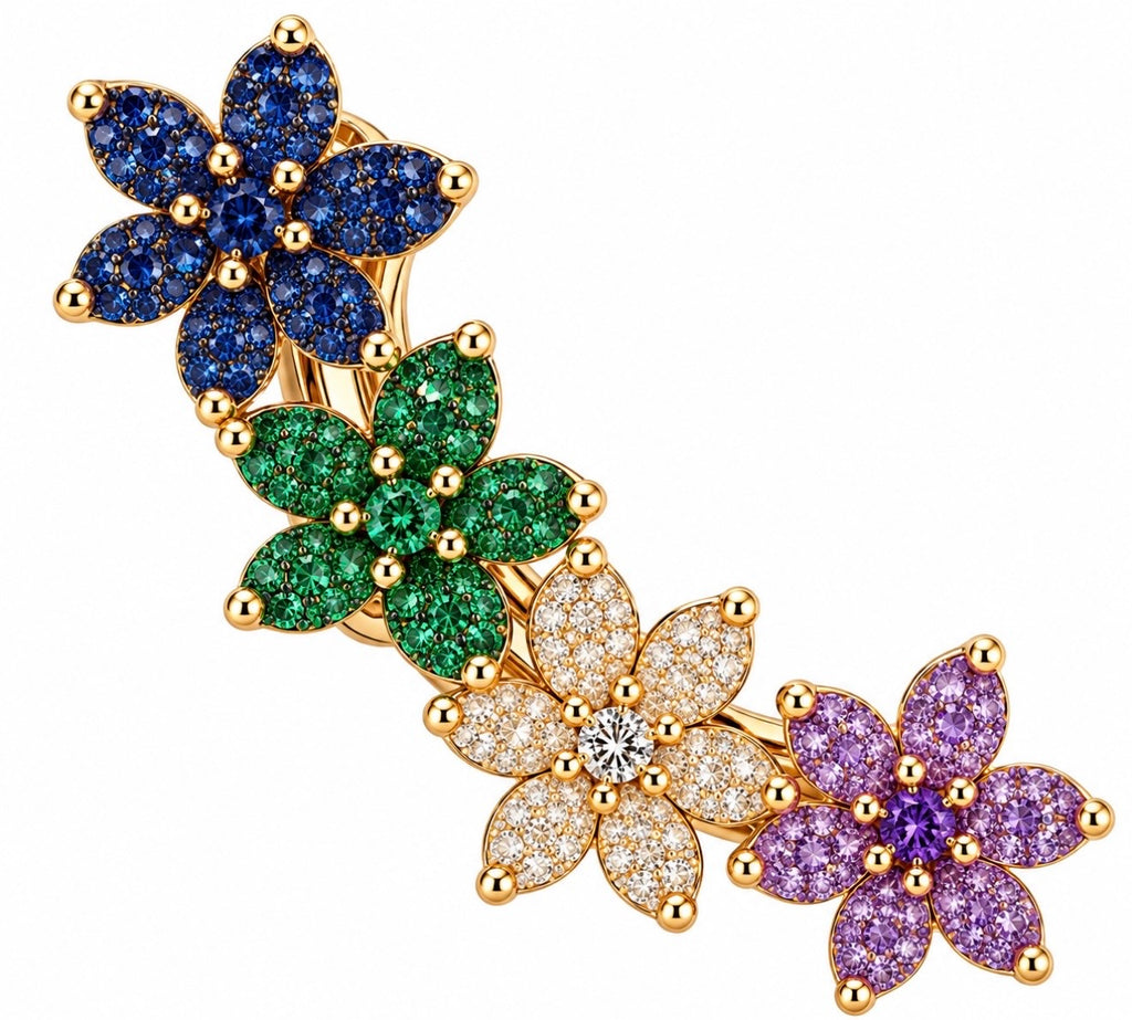 Colorful big flower stud earring
