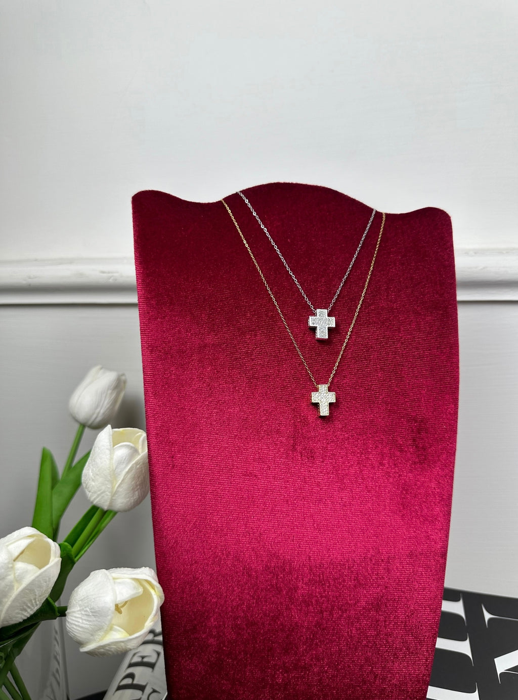 Fugi pavé cross necklace