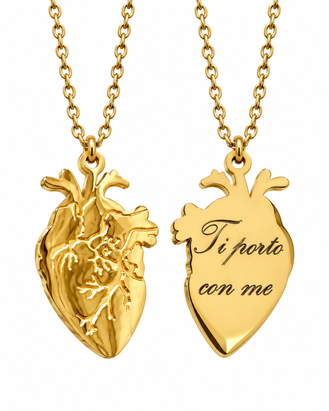Collana Cuore anatomico con incisione
