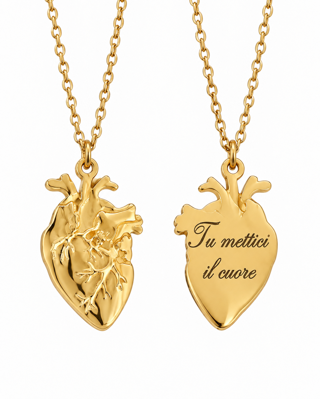 Collana Cuore anatomico con incisione