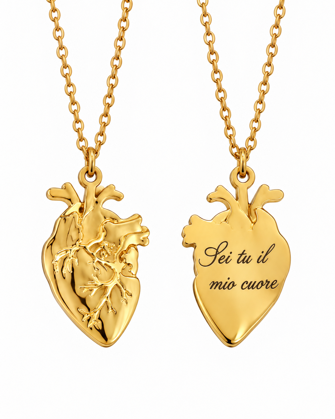Collana Cuore anatomico con incisione