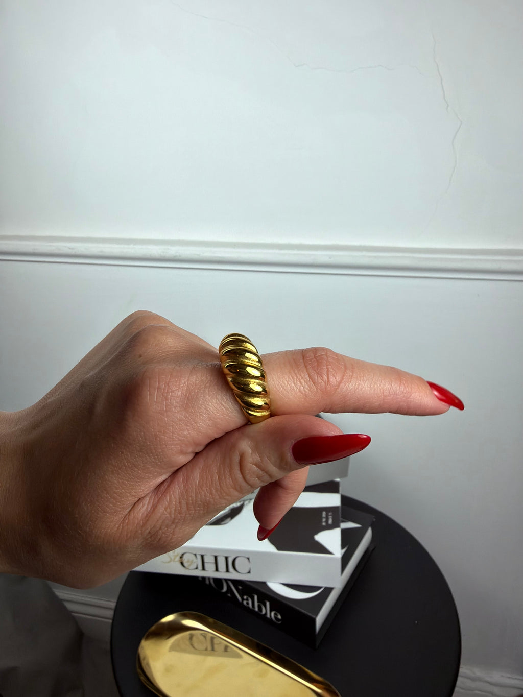 Anello Savona gold martellato