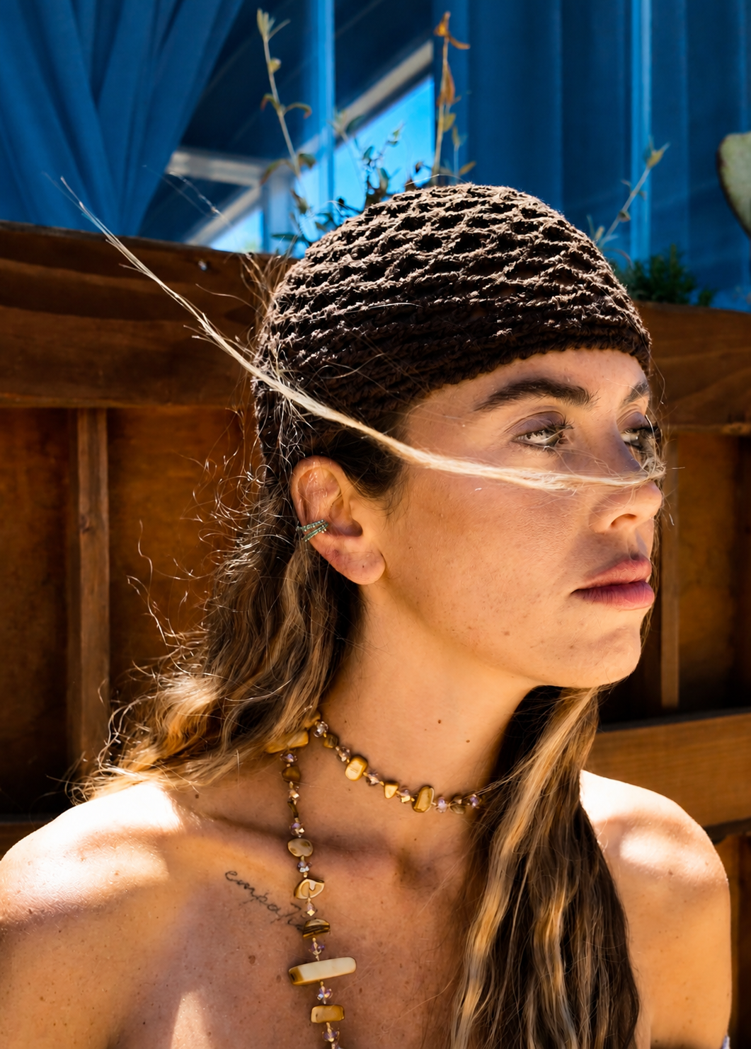 Cappello crochet brown